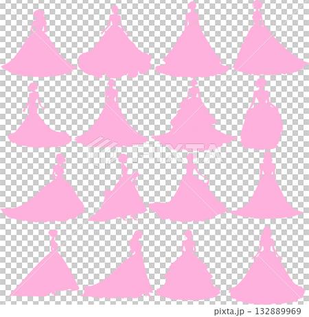ドレスを着た女性のイラストセット ドレスを着た女性のイラストセット 132889969