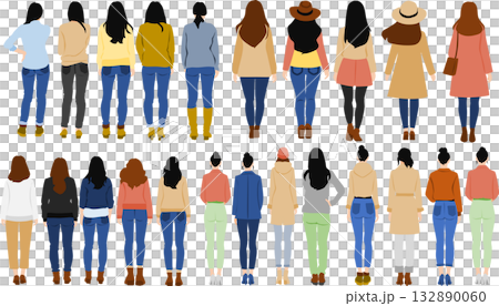 女性剪影插畫集 132890060