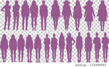 Women's silhouette illustration set Women's silhouette illustration set 132890065