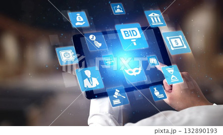 Online auction concept for digital bidding and sales Spire 132890193