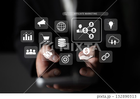 Affiliate marketing strategy and partnership business concept Parse 132890313