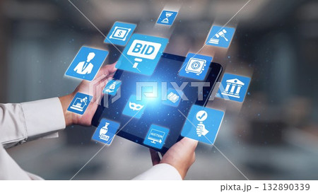 Online auction concept for digital bidding and sales Spire Online auction concept for digital bidding and sales Spire 132890339