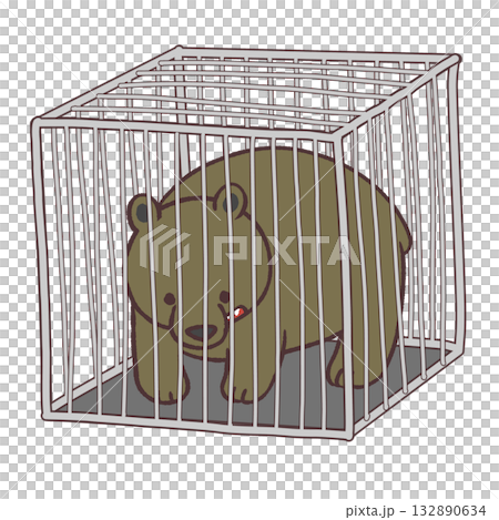 Illustration of a caged bear Illustration of a caged bear 132890634