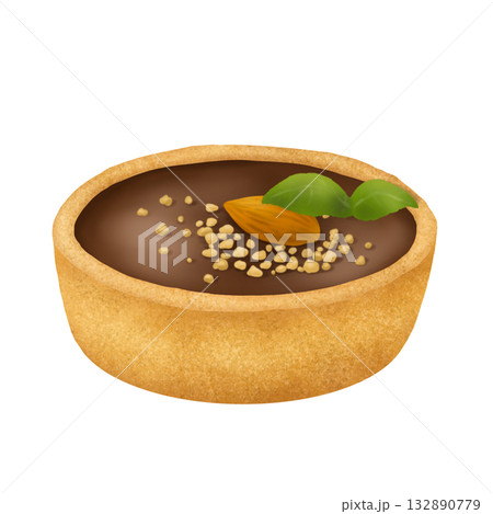 アーモンドがのったチョコレートタルトイラスト 132890779