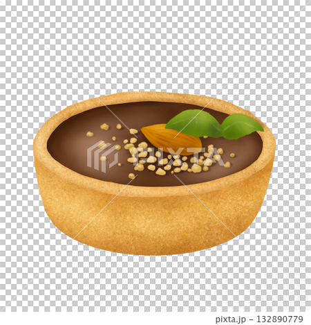 アーモンドがのったチョコレートタルトイラスト 132890779