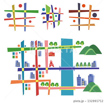 カンディンスキー風アート-地図 カンディンスキー風アート-地図 132891712