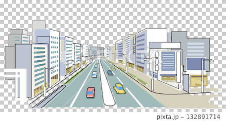 簡素に描いた都会の街並み 132891714