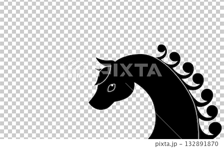 横向きの馬のシンプルなシルエットイラスト(白フチあり) 横向きの馬のシンプルなシルエットイラスト(白フチあり) 132891870