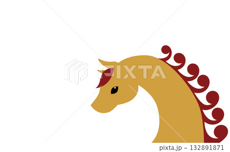 横向きの茶色い馬のシンプルなイラスト 132891871