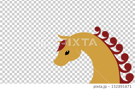 横向きの茶色い馬のシンプルなイラスト 132891871