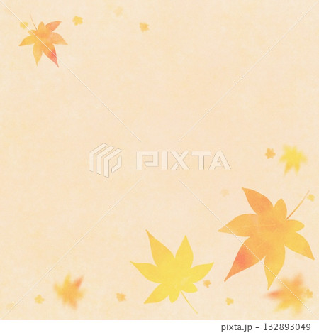水彩もみじの和紙風背景 132893049