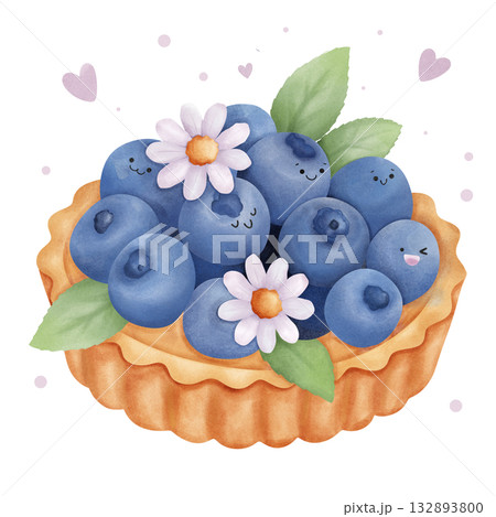Blueberry tart with pink hearts 132893800