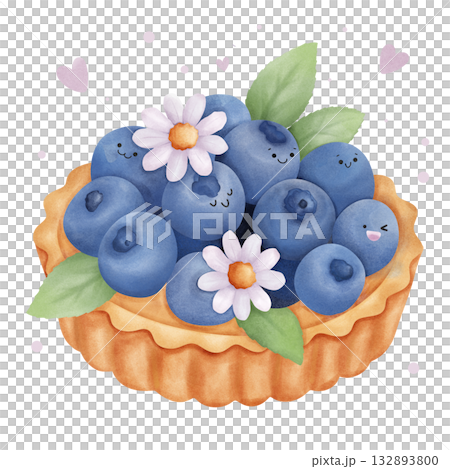 Blueberry tart with pink hearts 132893800