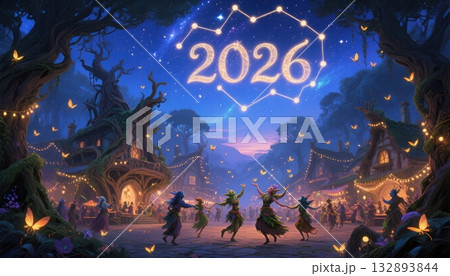 Enchanted Forest Village Celebrates New Year 2026 Under Starry Sky celebration Enchanted Forest Village Celebrates New Year 2026 Under Starry Sky celebration 132893844
