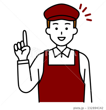 アイデアをひらめくカフェの男性店員 132894142