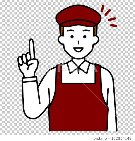 アイデアをひらめくカフェの男性店員 132894142