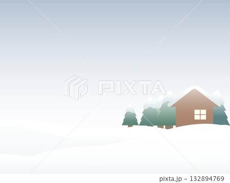 冬の山小屋イメージの風景素材 132894769