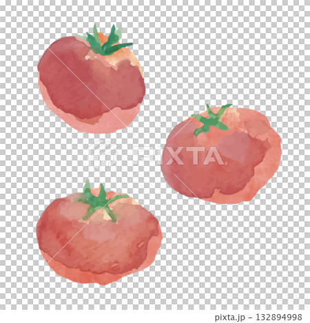 可愛的圓形番茄水彩插畫集 可愛的圓形番茄水彩插畫集 132894998