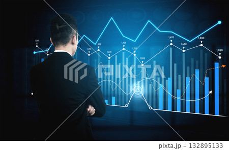 Business professional analyzing data trends with charts and graphs in a modern office, focusing on statistics for strategic decision-making Scalp Business professional analyzing data trends with charts and graphs in a modern office, focusing on statistics for strategic decision-making Scalp 132895133