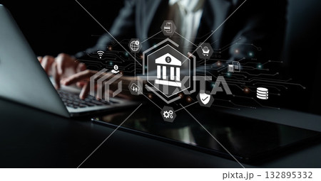 Financial services and digital banking infrastructure network concept Parse Financial services and digital banking infrastructure network concept Parse 132895332