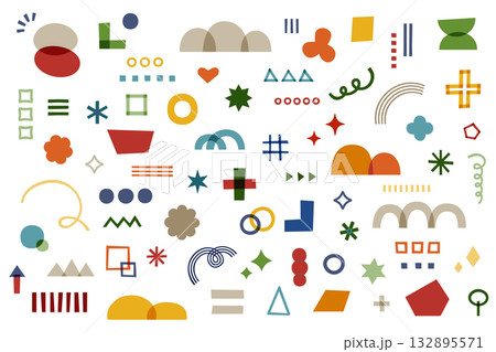 落書き　イラスト　装飾　ベクター　素材　セット 　明るい　ポップ　飾り　アクセント　背景　複数　元気 132895571