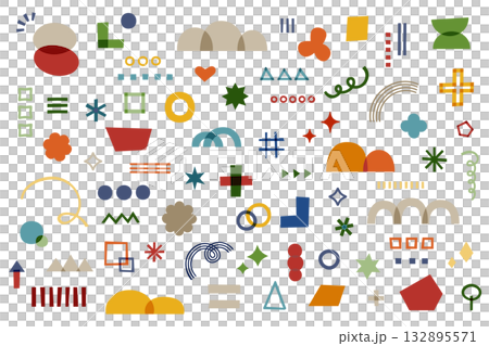 落書き　イラスト　装飾　ベクター　素材　セット 　明るい　ポップ　飾り　アクセント　背景　複数　元気 132895571