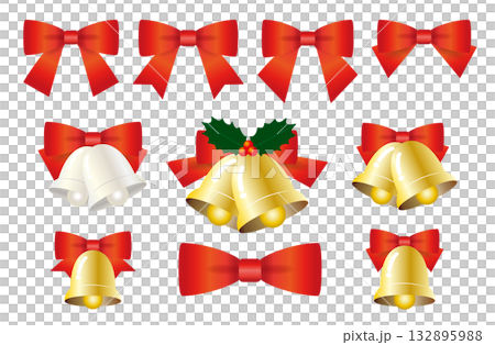 リボンとリボンのついたベルのセット 132895988