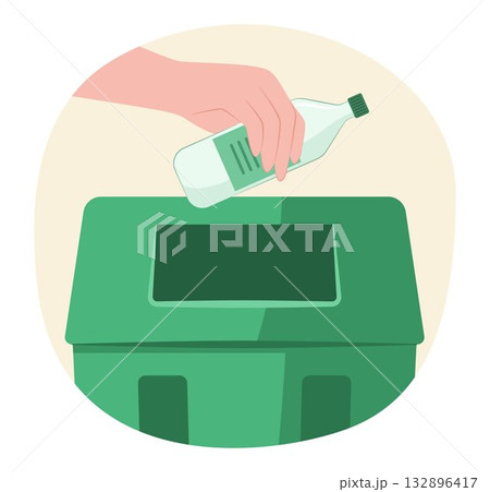Human Hand Throws a Plastic Bottle into the Trash Bin for Littering, Waste Sorting and Recycle Concept Illustration Clip Art Human Hand Throws a Plastic Bottle into the Trash Bin for Littering, Waste Sorting and Recycle Concept Illustration Clip Art 132896417