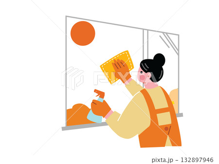 家の掃除をする女性 132897946