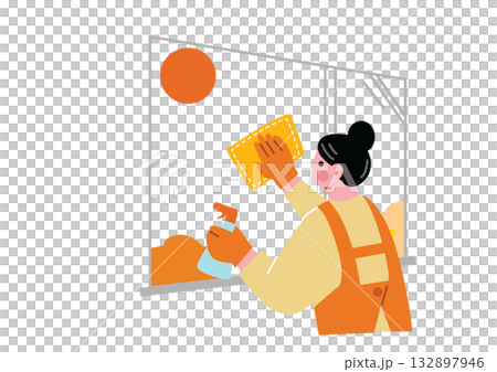 家の掃除をする女性 132897946