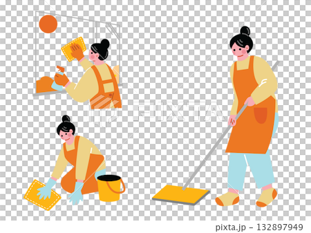 清潔女工插畫集 清潔女工插畫集 132897949