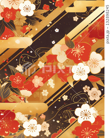 華やかな和柄背景素材 華やかな和柄背景素材 132898245