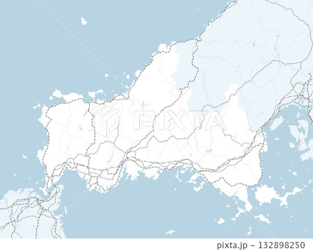 日本の山口県と隣接する都道府県を含む、シンプルなロードマップ 日本の山口県と隣接する都道府県を含む、シンプルなロードマップ 132898250