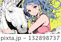 ユニコーンと若い女性 132898737