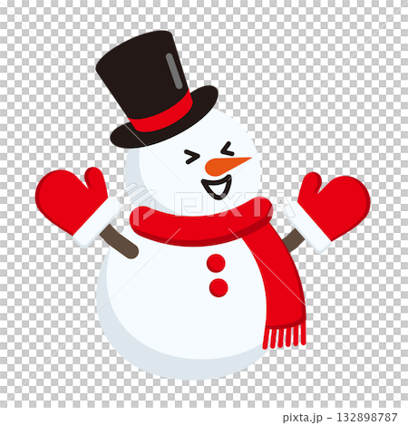 帽子をかぶった雪だるまのイラスト 132898787