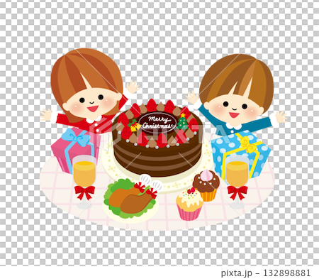 Happy kids having a Christmas party Happy kids having a Christmas party 132898881