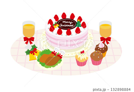 美味しそうなクリスマスケーキと料理 美味しそうなクリスマスケーキと料理 132898884