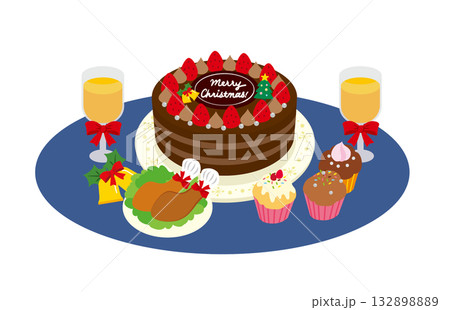 クリスマスケーキとパーティー料理 クリスマスケーキとパーティー料理 132898889