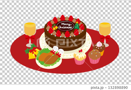Christmas party with sumptuous food Christmas party with sumptuous food 132898890