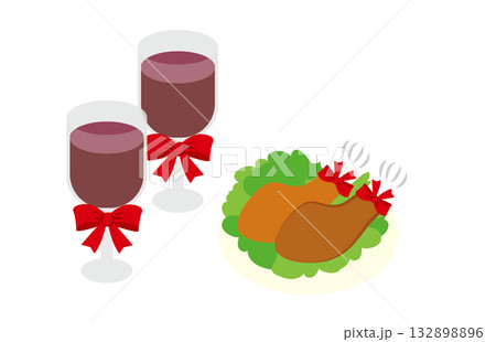 美味しそうなチキンと赤ワイン 美味しそうなチキンと赤ワイン 132898896