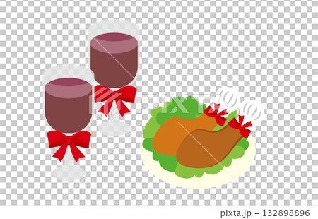 美味しそうなチキンと赤ワイン 美味しそうなチキンと赤ワイン 132898896