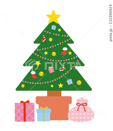 クリスマスツリーとたくさんのプレゼント 132898924