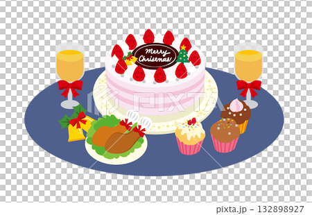 聖誕蛋糕和派對食物 132898927
