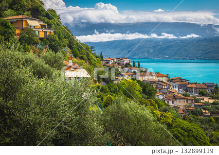 Lake Garda view from the hill, Toscolano Maderno, Lombardy, Italy Lake Garda view from the hill, Toscolano Maderno, Lombardy, Italy 132899119