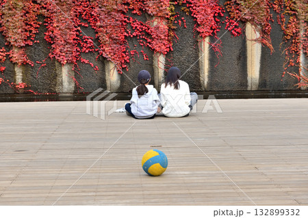 茅ヶ崎中央公園の秋と二人の女の子 茅ヶ崎中央公園の秋と二人の女の子 132899332