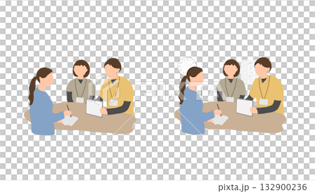 児童発達支援センターでのアセスメント更新と保護者面談の様子 児童発達支援センターでのアセスメント更新と保護者面談の様子 132900236