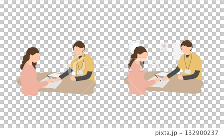 After-school day care service, parents signing a contract, interview illustration 132900237