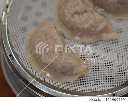 Korean style food. Steamed dumplings 132900389