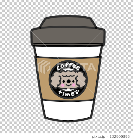 Cute toy poodle written on a disposable cup 132900896