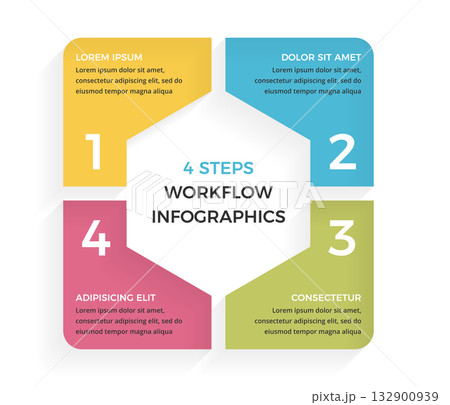 Four Steps Workflow Infographic Template Four Steps Workflow Infographic Template 132900939